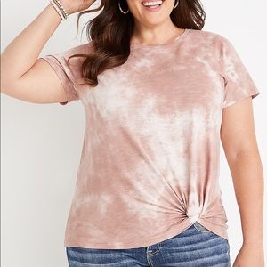 NWOT Maurices Plus Size 24/7 Tan Tie Dye Knot Front Baseball Tee - 2X